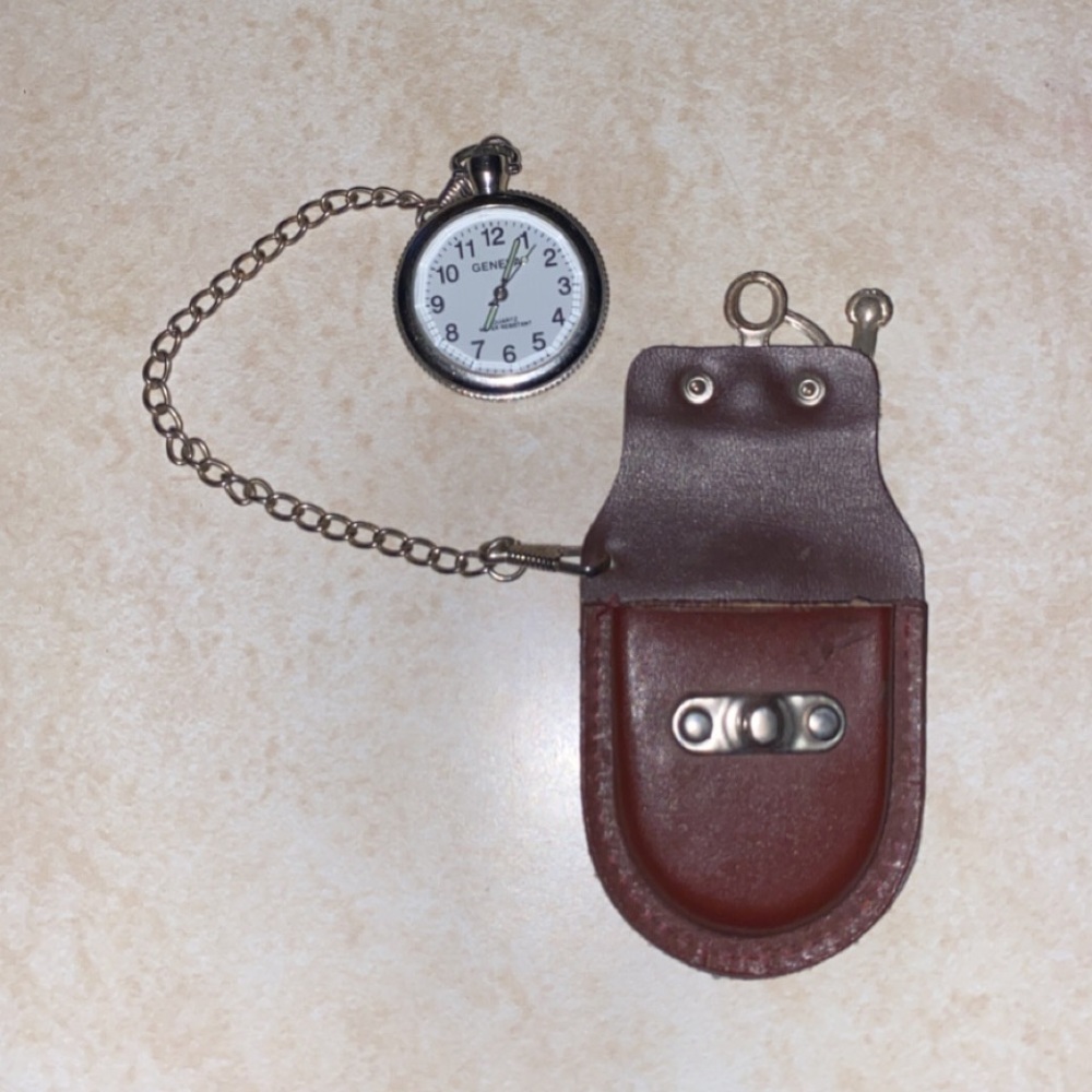 Antique Pocket Watch With Leather Case